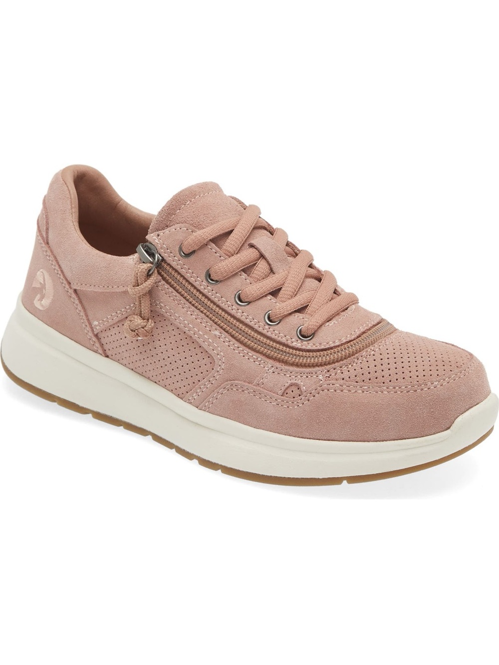 Billy Footwear Perforated Suede Lace-Up Sneaker with Side Zip - Blush Pink